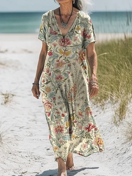 Comfortable Cotton Linen Boho Dress