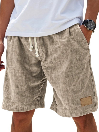 Men's Linen Comfort Embroidered Flat Seam Pockets Breathable Beach Everyday Shorts