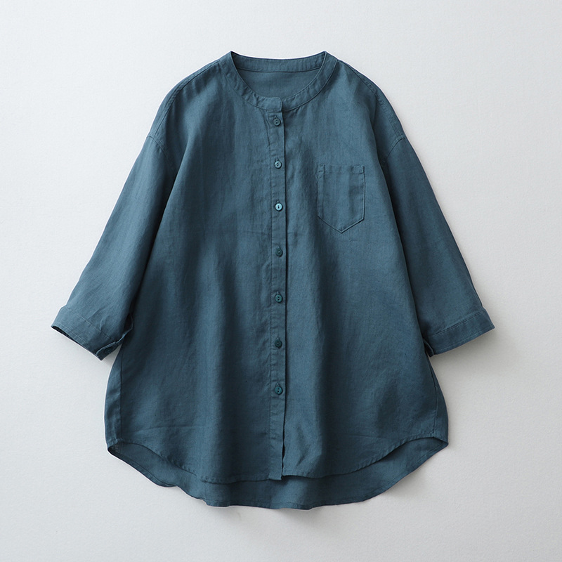 Ladies Loose Casual Long Sleeve Linen Shirt