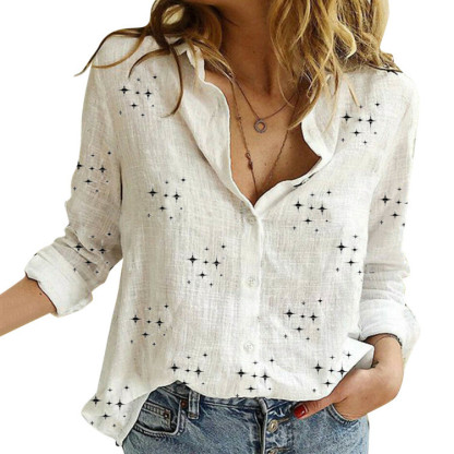 Ladies Loose Casual Long Sleeve Linen Shirt