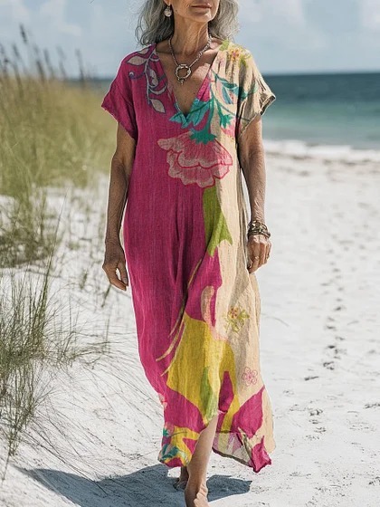 Comfortable Cotton Linen Boho Dress