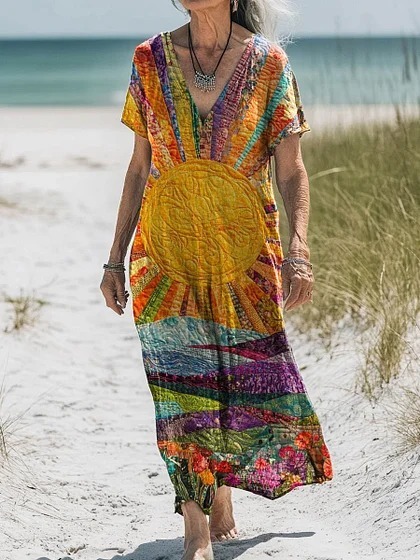 Comfortable Cotton Linen Boho Dress