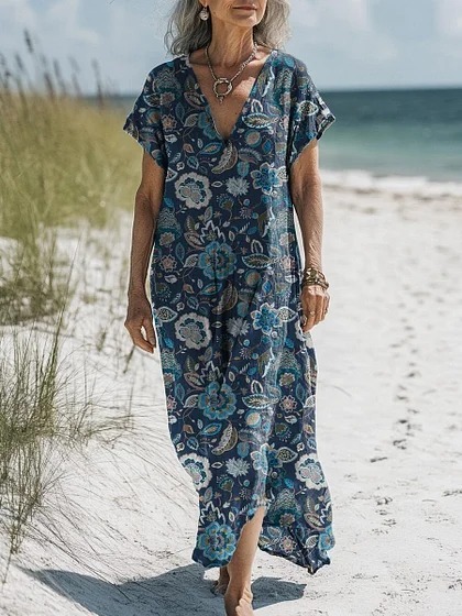 Comfortable Cotton Linen Boho Dress