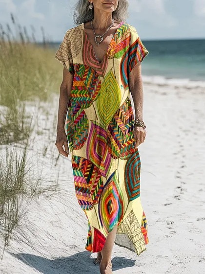 Comfortable Cotton Linen Boho Dress