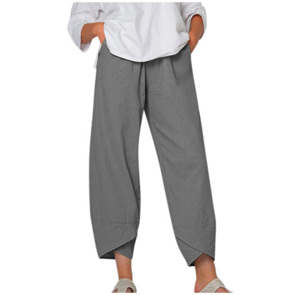 Vintage Blended Cotton Loose Casual Pants
