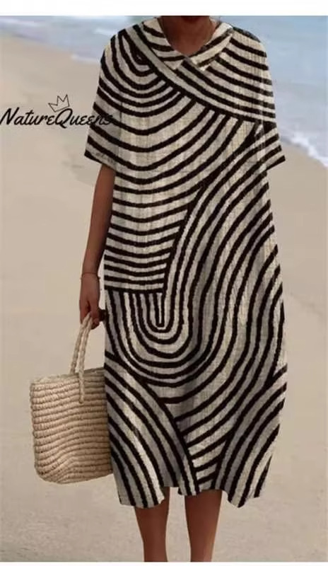 Women's Vintage Floral Art Print Pocket Linen Dress（Convertible Dress With Front And Back Option）