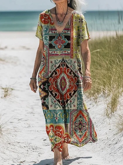 Comfortable Cotton Linen Boho Dress