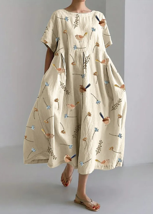 Casual Art Linen Blend Maxi Dress