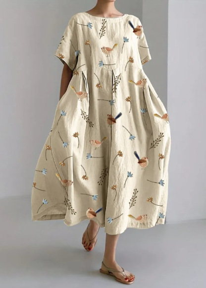 Casual Art Linen Blend Maxi Dress