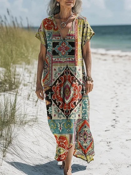 Comfortable Cotton Linen Boho Dress