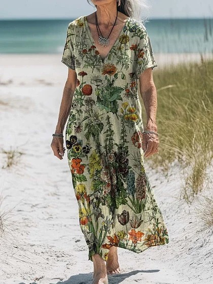 Comfortable Cotton Linen Boho Dress