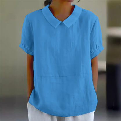 Classic cotton and linen solid color top