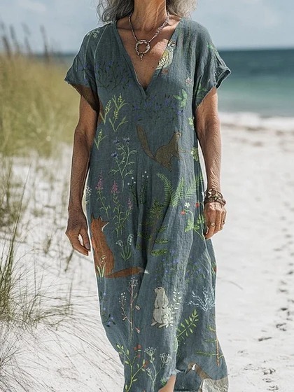 Comfortable Cotton Linen Boho Dress