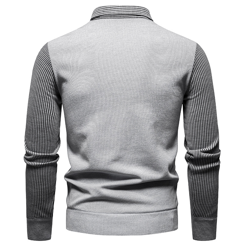 Men's Winter Warm Knit Shirt Collar Pullover 2 in 1