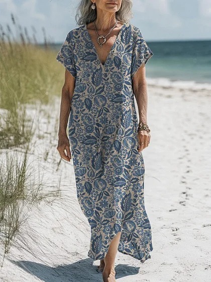 Comfortable Cotton Linen Boho Dress