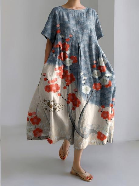 Casual Art Linen Blend Maxi Dress