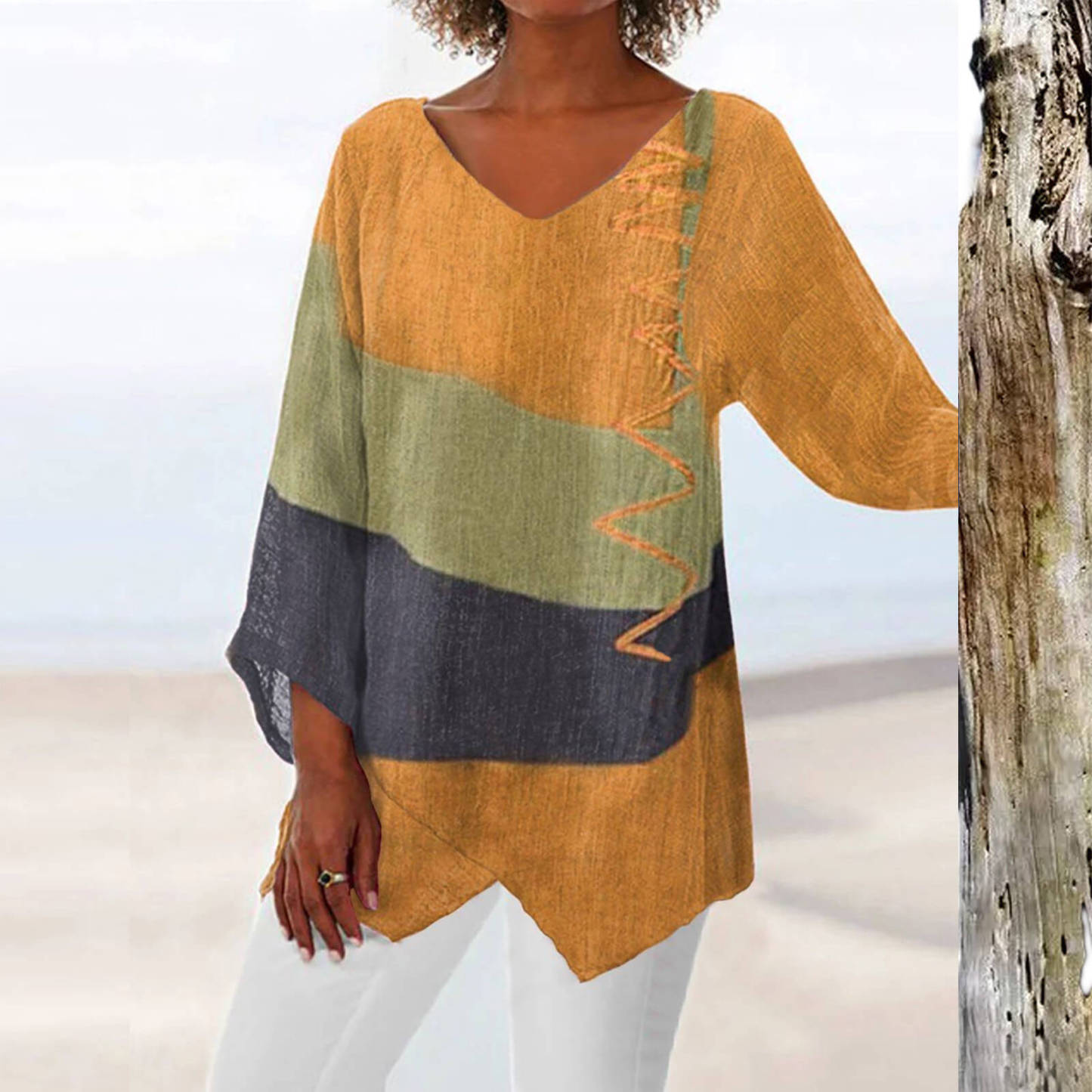 ELEGANT TRICOLOR BLOUSE