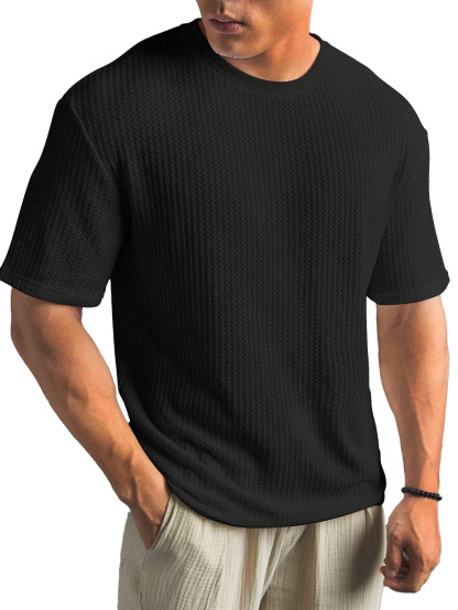 Men's Daily Round Casual Texture Short Sleeve T-shirt