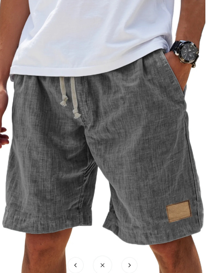 Men's Linen Comfort Embroidered Flat Seam Pockets Breathable Beach Everyday Shorts