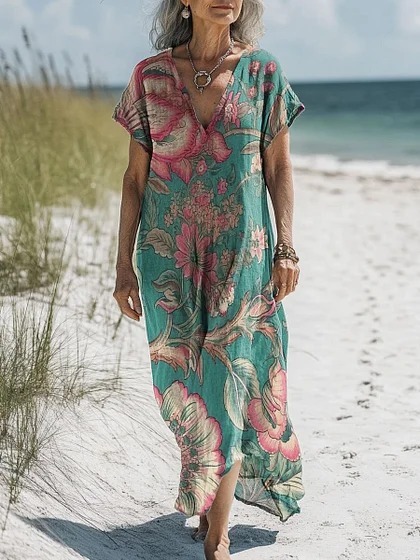 Comfortable Cotton Linen Boho Dress