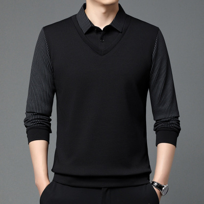 🎁 Hot Sale 49% OFF 🔥Striped Lapel Fake Two-Piece Shirt