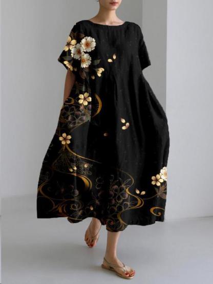 Casual Art Linen Blend Maxi Dress