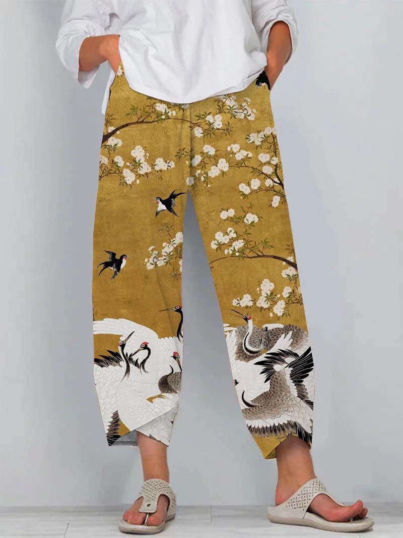 Vintage Blended Cotton Loose Casual Pants