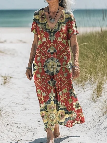 Comfortable Cotton Linen Boho Dress