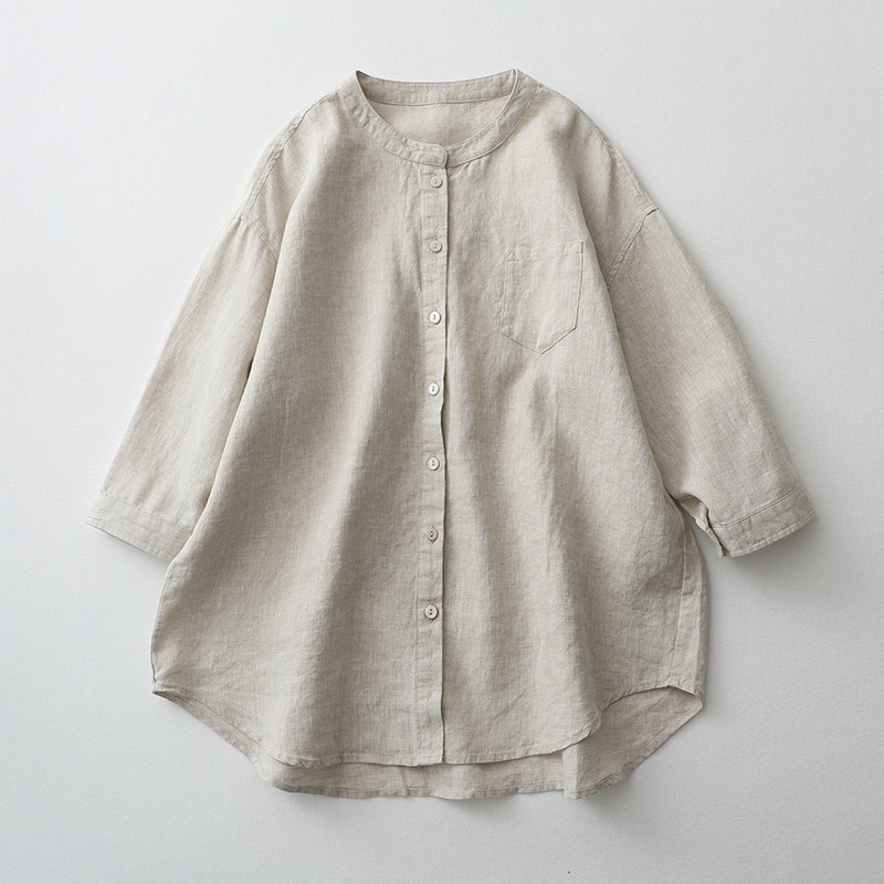 Ladies Loose Casual Long Sleeve Linen Shirt