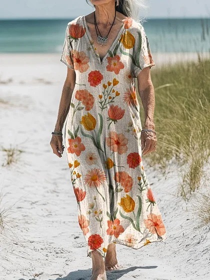 Comfortable Cotton Linen Boho Dress