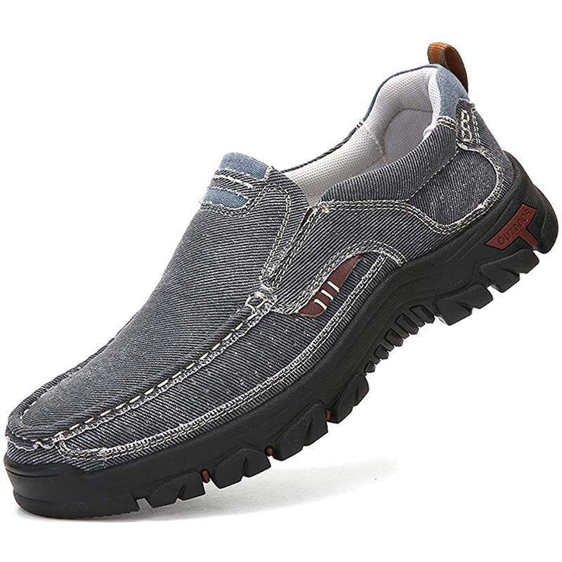 Men's non-slip walking breathable handmade slip-on leather loafers casual shoes