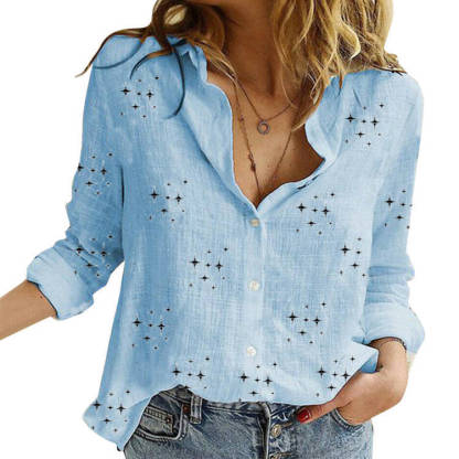 Ladies Loose Casual Long Sleeve Linen Shirt