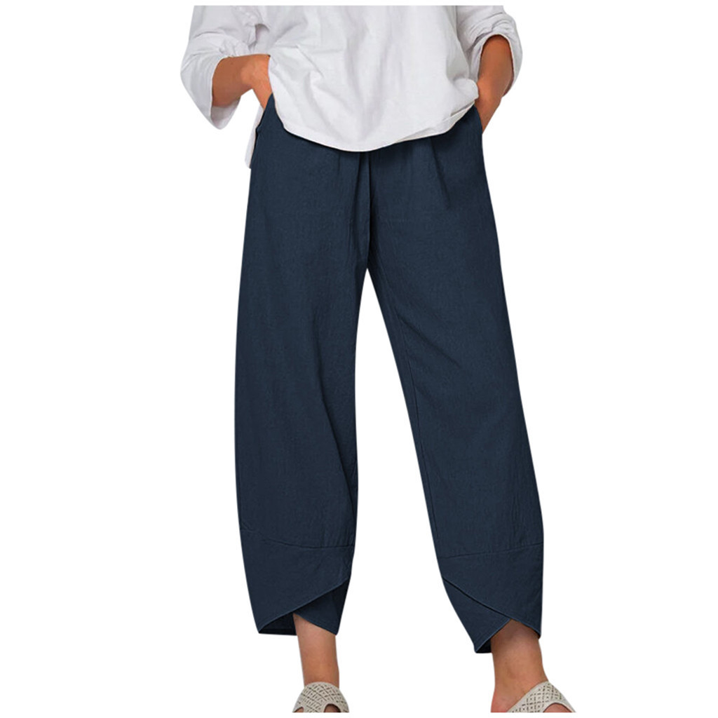 Vintage Blended Cotton Loose Casual Pants