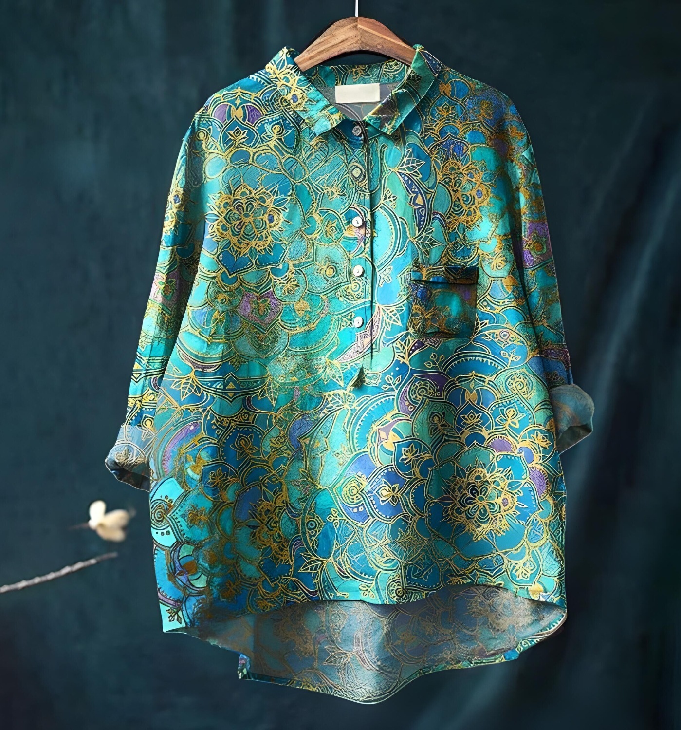 Women's Simple Colorful Flat Print Casual Cotton And Linen Shirt