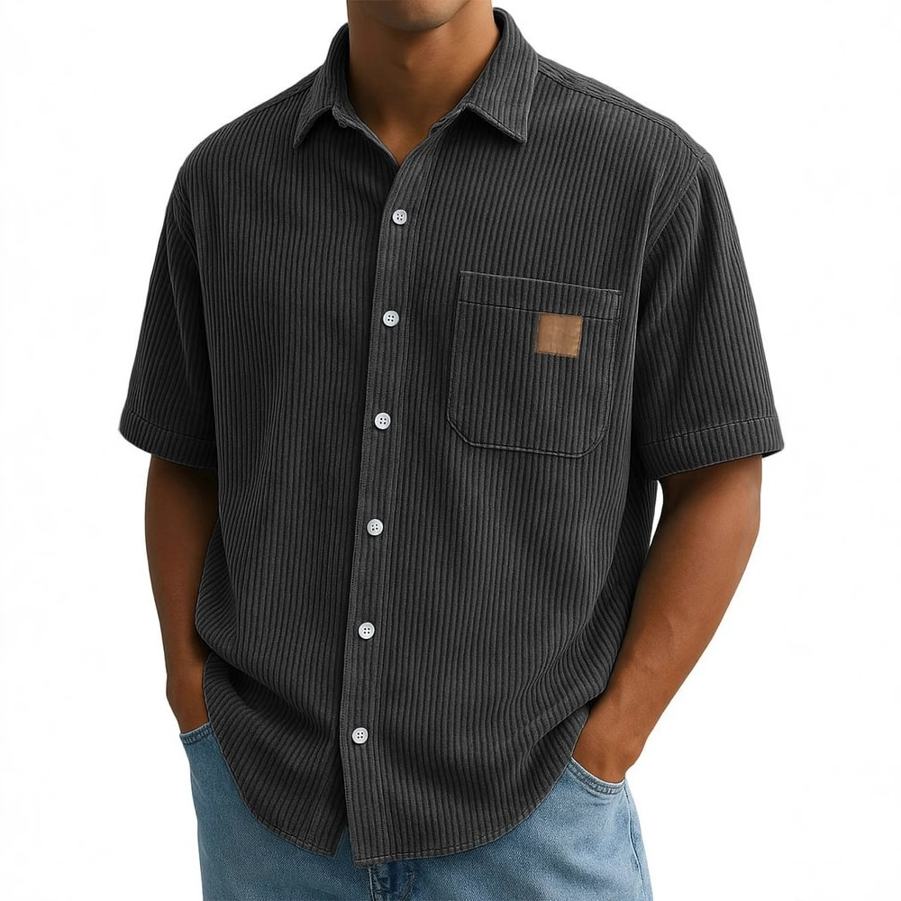 Men's Vintage Lapel Short-Sleeve Button-Down Shirts