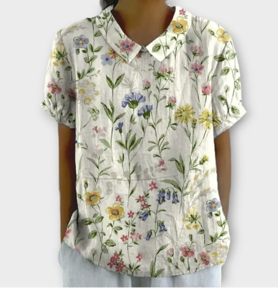 Women's Retro Floral Print Cotton Linen Casual Shirt