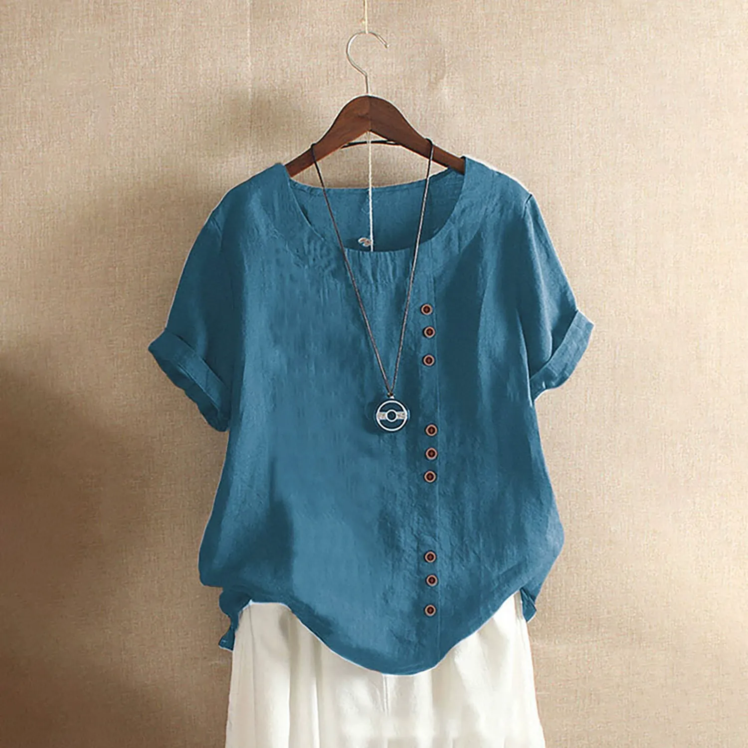 COTTON AND LINEN T-SHIRT