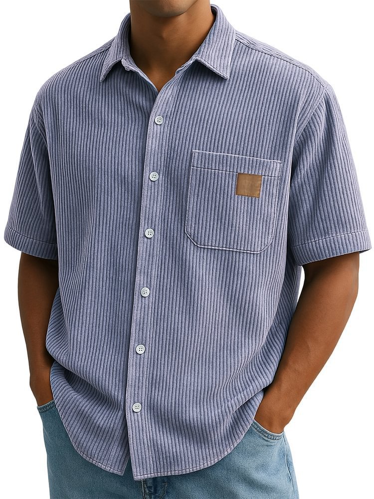 Men's Vintage Lapel Short-Sleeve Button-Down Shirts