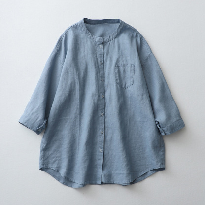 Ladies Loose Casual Long Sleeve Linen Shirt