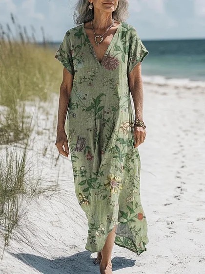 Comfortable Cotton Linen Boho Dress