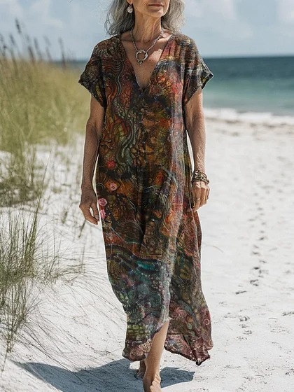 Comfortable Cotton Linen Boho Dress