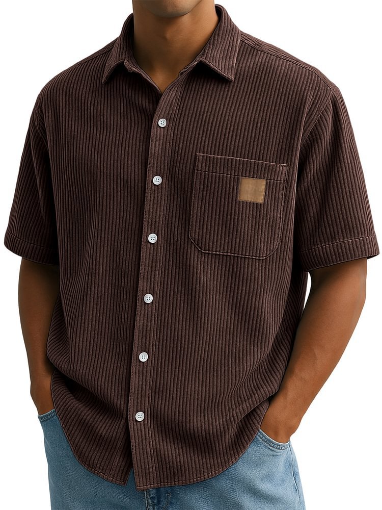 Men's Vintage Lapel Short-Sleeve Button-Down Shirts