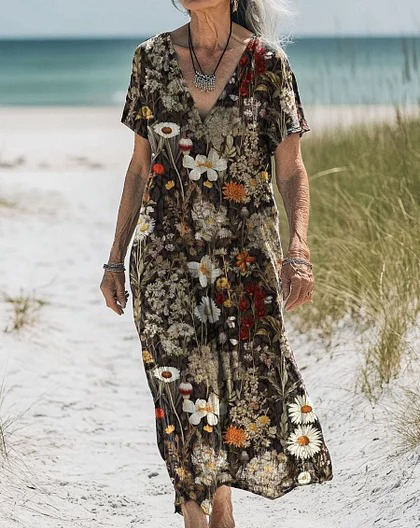 Comfortable Cotton Linen Boho Dress