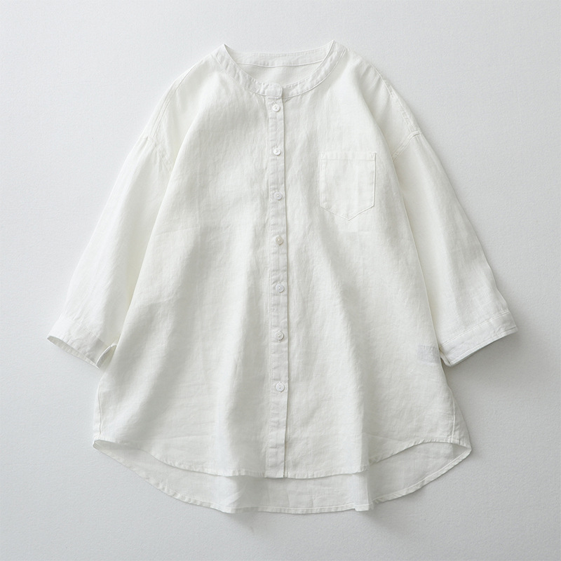 Ladies Loose Casual Long Sleeve Linen Shirt
