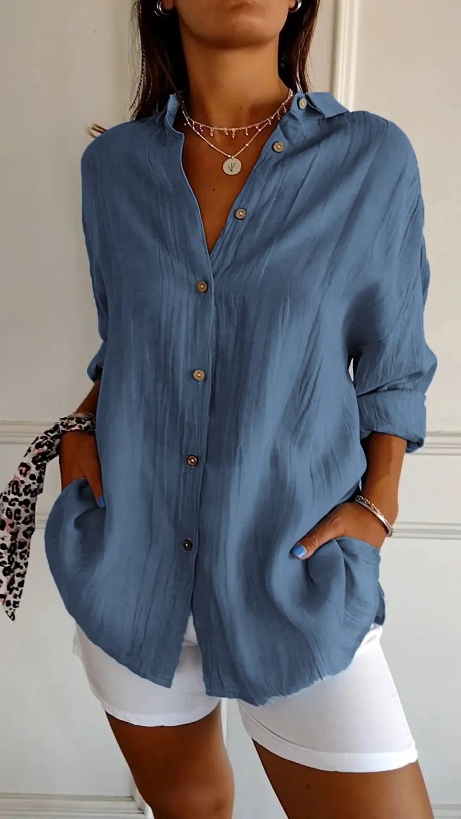 WOMEN'S COTTON LINEN SHIRT