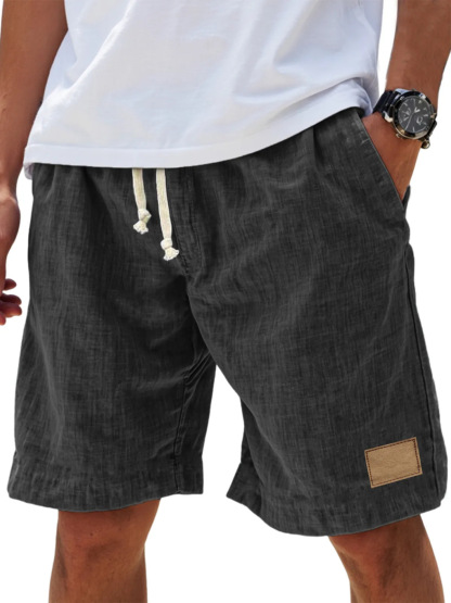Men's Linen Comfort Embroidered Flat Seam Pockets Breathable Beach Everyday Shorts
