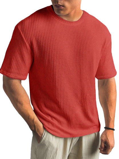 Men's Daily Round Casual Texture Short Sleeve T-shirt