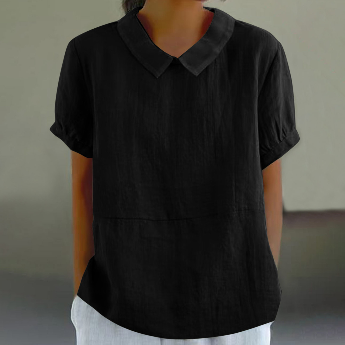 Classic cotton and linen solid color top