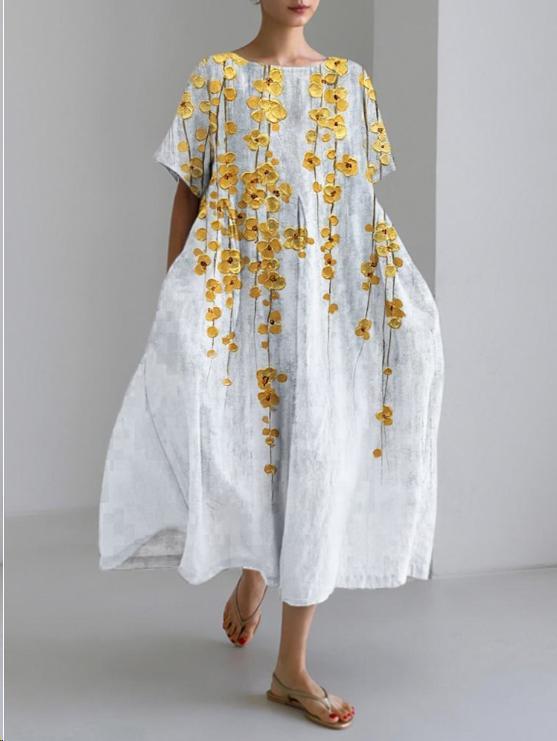Casual Art Linen Blend Maxi Dress