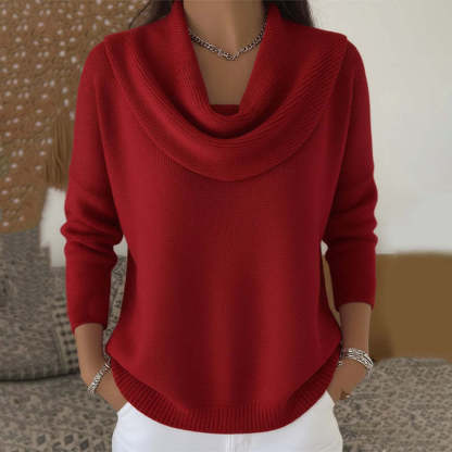 Women's Soft and Elegant Solid Color Ruffled Collar Sweater Top